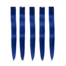 Winsky Blue Clip in Hair Extensions 100% Real Human Hair - Straight Highlights Colored Clip on Hairpieces 5 Pieces/Set (18inch, Blue) Winsky