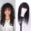 Water Wave Human Hair Wigs with Bangs 150% Density None Lace Front Wigs with Bangs Glueless Machine Made Wigs with Bangs for Black Women Natural Color YISEA Store