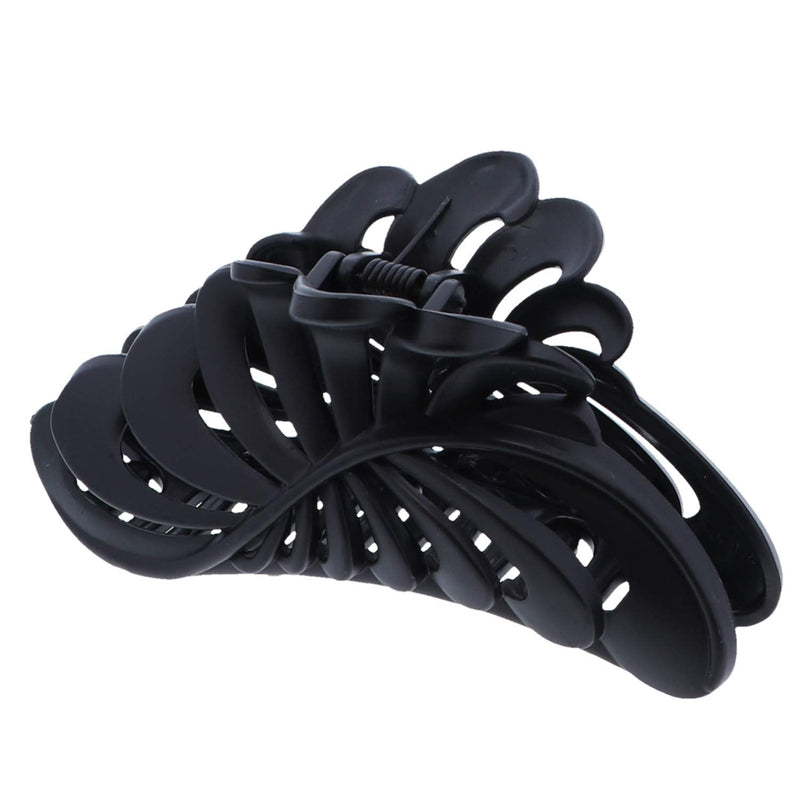 Matte Black 5 inch Large Jaw Clip Hair Claw with leaf design (Motique Accessories) Motique Accessories