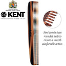 Kent 9T Double Tooth Hair Dressing Table Comb, Tortoise Fine and Wide Tooth Dresser Comb For Hair, Beard and Mustache, Coarse / Fine Hair Styling Grooming Comb for Men Women and Kids. Made in England KENT