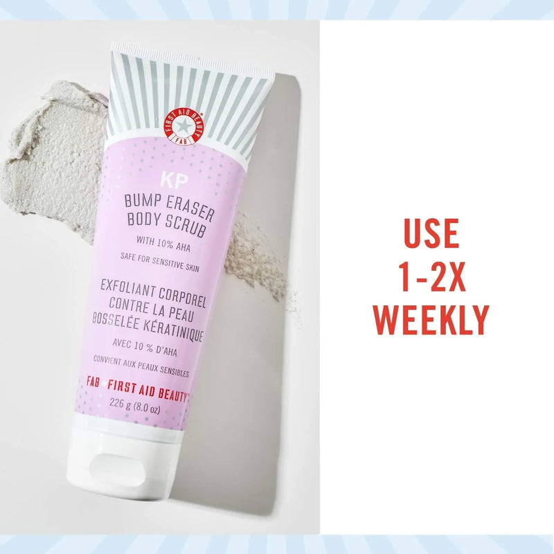 First Aid Beauty KP Bump Eraser Body Scrub with 10% AHA: Vegan Body Scrub to Decongest Pores and Gently Exfoliate the Skin (8 oz) First Aid Beauty