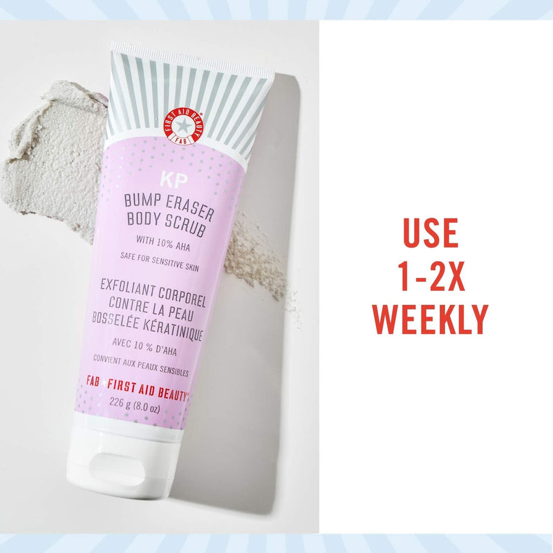 First Aid Beauty KP Bump Eraser Body Scrub with 10% AHA: Vegan Body Scrub to Decongest Pores and Gently Exfoliate the Skin (8 oz) First Aid Beauty