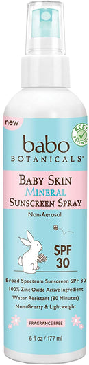 Babo Botanicals Baby Skin Mineral Sunscreen Spray SPF 30 with 100% Zinc Oxide Active, Water-Resistant - 6 oz. Babo Botanicals Store