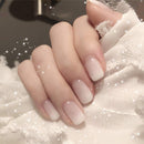 Edary Fake Nails White Gradient Square Press on Nails Full Cover False Nails 24pcs for Women Edary