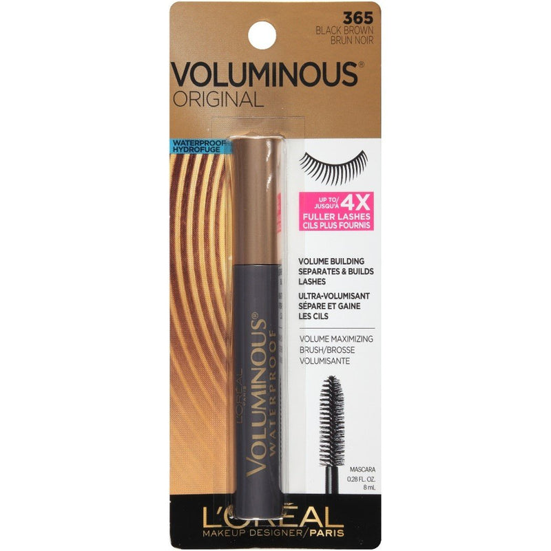 L'Oreal Paris Makeup Voluminous Original Volume Building Waterproof Mascara, Black Brown, 1 Count L'Oreal Paris