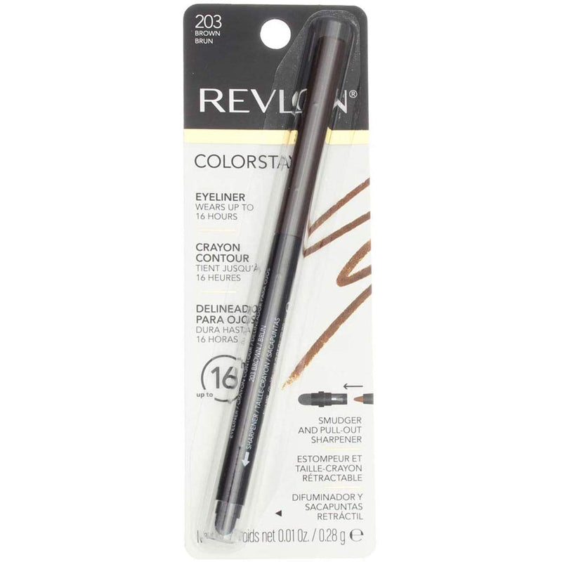Revlon ColorStay Eyeliner Pencil, Brown [203], 0.01 oz (Pack of 2) REVLON