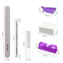 Gel Nail Polish Remover Kit,MORGLES 10pcs Nail Polish Remover Clips Cap 300pcs Nail Wipe Cotton Pads Nano Glass Nail File Cuticle Pusher Nail File Grit 100/180 and Brushes-Purple MORGLES