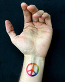 Rainbow Peace Symbol Sign Tattoos, 60's Hippie Party Favors PremiumTT temporary tattoos