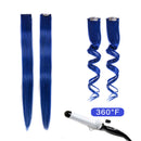 Winsky Blue Clip in Hair Extensions 100% Real Human Hair - Straight Highlights Colored Clip on Hairpieces 5 Pieces/Set (18inch, Blue) Winsky