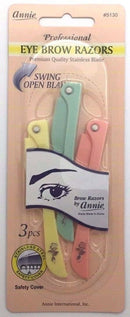 Annie Professional Eye Brow Razors Premium Quality Stainless Blade Swing Open Blade 3 Eye brow Razors Annie