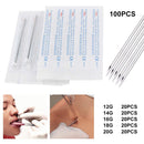 Ear Nose Piercing Needles - TC Mix body piercing needles 12g.14g.16g.18g.20g Individualized Package for Piercing Needle Supplies Piercing Kit (100 MIX) YTATTOO