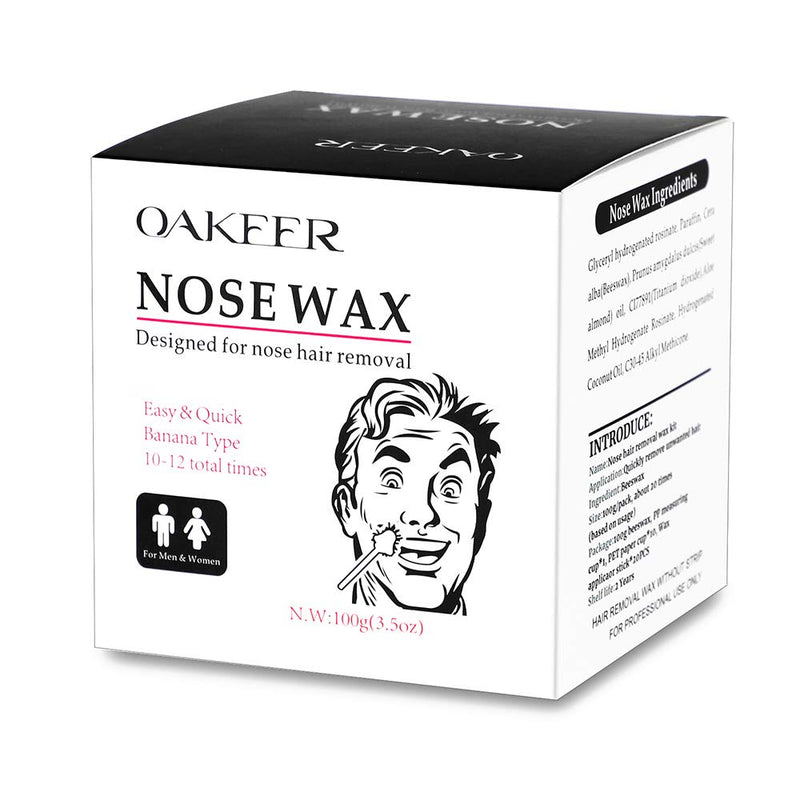 Oakeer Nose Wax Kit Nose Wax Hair Remover for Men Women Facial Lips Ears Nose Wax Hair Removal with 100g Nose Wax Beans 20 Nose Wax Applicator Sticks OAKEER