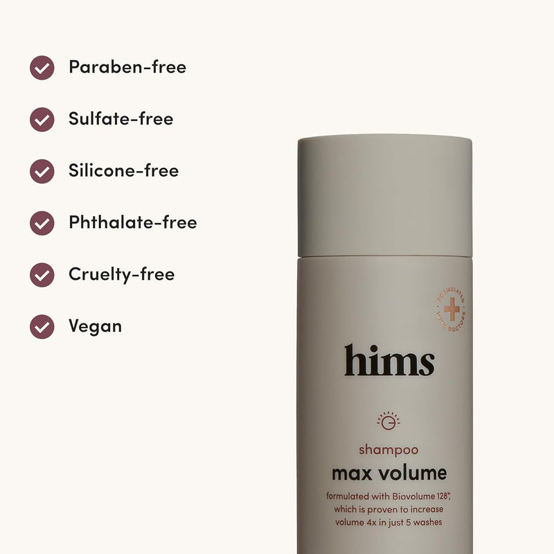 hims Max Volume Shampoo, 2 Pack - Volumizing Natural Shampoo for Men with Biotin - Adds Volume, Shine & Bounce - Citrus Spice - 2 x 6.4 fl oz Infinity Warehouse