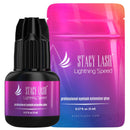 Lightning Speed Eyelash Extensions Glue – Stacy Lash 5ml + 40ml Primer/ 0.3 Sec Drying time/Retention – 6-8 Weeks/ Lowest Fumes/ Maximum Bonding Power/ Professional Use Only/Black Adhesive STACY LASH