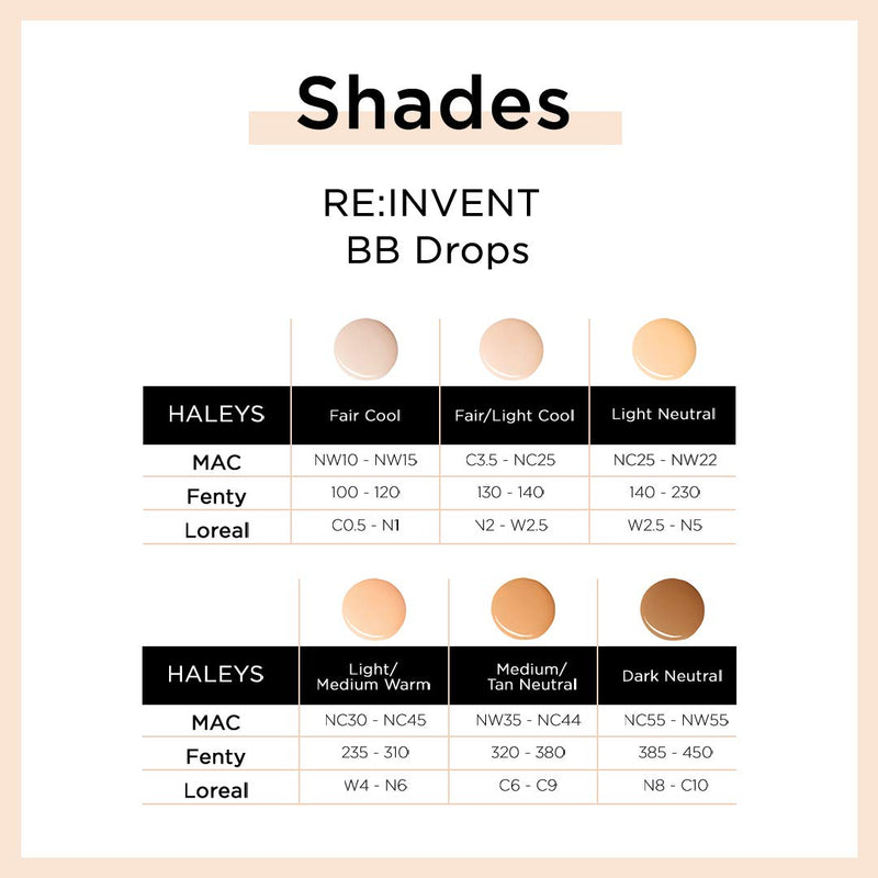 HALEYS RE:INVENT BB Drops (MEDIUM/TAN) Vegan, Cruelty-Free Tinted BB Moisturizer Foundation with Marula Face Oil - Hydrate Skin with Sheer Coverage for a Natural, Healthy-Looking Complexion HALEYS Store