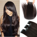 Benehair Tape in Hair Extensions Human Hair Dark Brown Skin Weft 14 inches Long Straight Real Remy Hair Double Sided Invisible Tape ins for Women 20pcs 30g 14inch