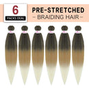 Pre stretched Braiding Hair Ombre Color Rainbow Braid Hair Extensions in 6 Packs Synthetic EZY Braids Hair for Braiding Hair Easy Braid Yaki Hair(30inch,1b/27/613