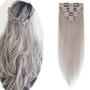 Hairro Clip in Hair Extensions 100% Human Hair Thin Grey 12 Inch Short Straight Human Hair Clip on Hairpieces 55g Machine Weft 8pcs 18 Clips for Women Hairro Store
