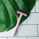 Double Edge Safety Razor for Women, Safety Razor with 10 Blades, Women Razor, Fits All Double Edge Razor Blades, Plastic Free (Pink) Green Estate Store
