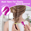 Hair Tail Tools, TsMADDTs 4Pack Hair Loop Tool Set with 2Pcs French Braid Tool Loop 1Pcs Elastic Hair Rubber Bands Remover Cutter 1Pcs Rat Tail Comb Metal Pin Tail Braiding Comb for Hair Styling, Purple TsMADDTs Store