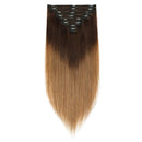 22"/22 inch 160g Double Weft Clip in Remy Human Hair Extensions Grade 7A Quality Full Head Thick Thickened Long Straight 8pcs 18clips Highlighted,Dark Brown to Light Brown MY-LADY