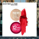 Maybelline Color Sensational Lipstick, Lip Makeup, Matte Finish, Hydrating Lipstick, Nude, Pink, Red, Plum Lip Color, Siren In Scarlet, 0.15 oz; (Packaging May Vary) Maybelline New York