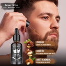 Beard Growth Kit, Derma Roller Kit, Natural Beard Growth Oil for Patchy Beard, Beard & Mustache Facial Hair Growth, Conditioner Balm, Handmade Comb, Storage Bag, Gifts for Men Him Dad Father Boyfriend ISNER MILE