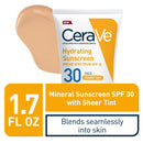 CeraVe Tinted Sunscreen with SPF 30 | Hydrating Mineral Sunscreen With Zinc Oxide & Titanium Dioxide | Sheer Tint for Healthy Glow | 1.7 Fluid Ounce CeraVe