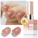 Double Rhythm Translucent Gel Polish Sheer Neutral Natural Light Milky Same Color Same Bottle 15ML Jelly UV Polish Nail Art DIY at Home (Jelly Nude Brown-A1492) Infinity Warehouse