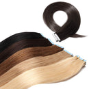 40 Pieces 100g Tape in Human Hair Extensions Rooted Dark Brown 20 inch Skin Weft Tape on Long Straight Remy Hair Seamless Invisible Double Sided for Women