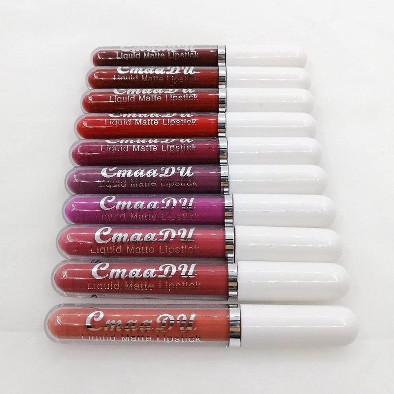 evpct 10Pcs Waterproof Liquid Matte Matt Lipsticks Set Matt Liquid,CmaaDU Dark Red 24 Hour Long Lasting Matte Lipstick Lip Stain Gloss Makeup Sets for Women Lippies labiales matte larga duracion 24 15 evpct