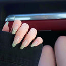 MISUD 24Pcs French Nails Coffin Fake Nails Glossy Gradient Green False Nails with Simple Edge Design Full Cover Acrylic Nails for Women and Girls MISUD Store