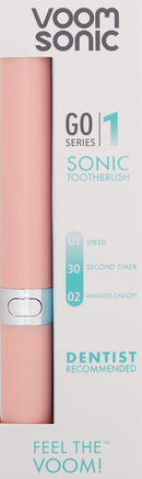 Voom Sonic Go 1 Series Battery-Operated Electric Toothbrush, Dentist Recommended, Portable Oral Care, 2 Minute Timer, Light Weight Design, Soft Dupont Nylon Bristles, Pink Voom Sonic