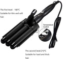 Hair Waver 3 Barrel Curling Iron Wand 1 Inch Crimper Hair Iron Tourmaline Ceramics Triple Barrels Hair Crimper Heat Up Quickly Mermaid Beach Waves Curling Iron Black EYOBE