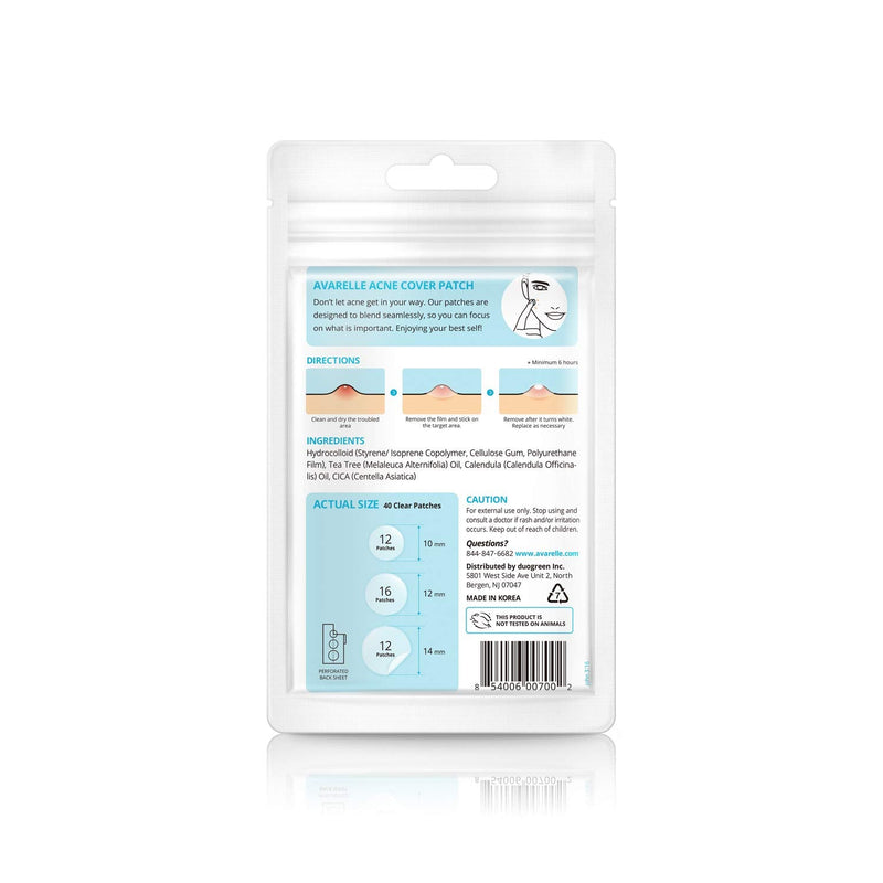 Avarelle Pimple Patches (40 Count) Hydrocolloid Acne Patches, Acne Spot Treatment for Blemishes and Zit with Tea Tree Oil, Calendula Oil and Cica Oil for Face, Vegan, Cruelty Free Certified (40 PATCHES) AVARELLE