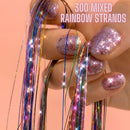 Hair Tinsel Strands, Rainbow Glitter Feather Extensions, Silk Tensil Fairy Hair Tensile Pack (Rainbow Tinsel Pack) Feather Lily