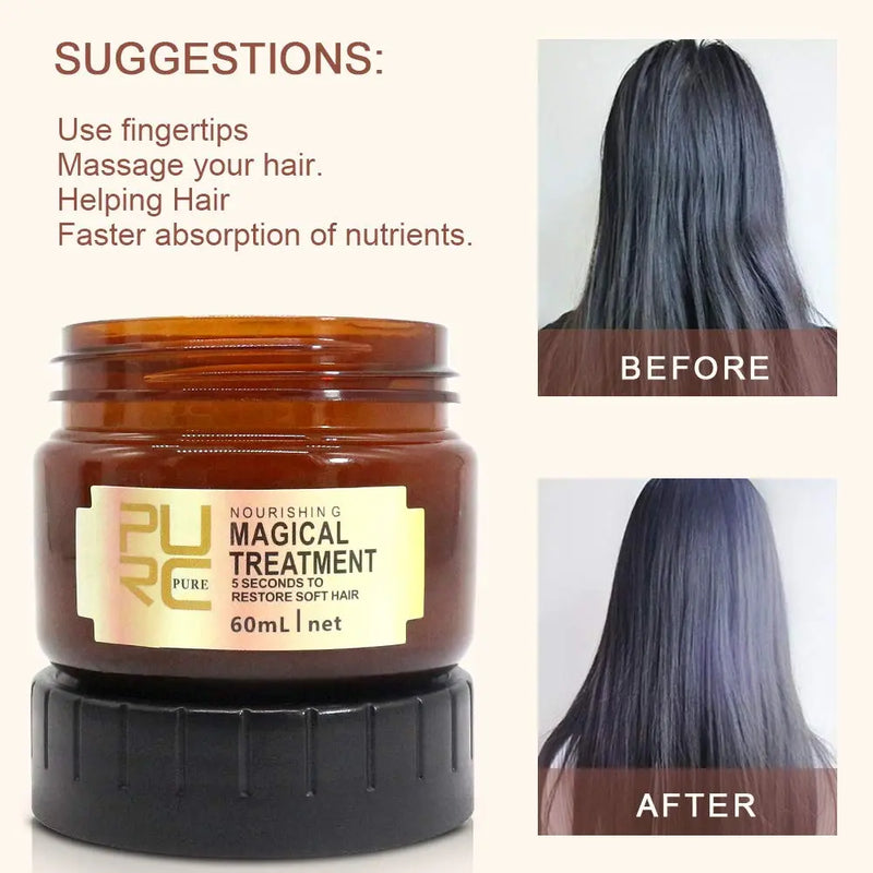 Magical Hair Treatment Mask, Advanced Molecular Hair Roots Treatment Professtional Hair Conditioner, 5 Seconds to Restore Soft Hair, Instantly Service the Dry and Rough Hair Ends-60ml Stellar Express