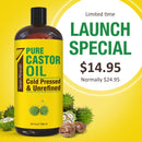 Pure Cold Pressed Castor Oil - Big 32 fl oz Bottle - Unrefined & Hexane Free - 100% Pure Castor Oil for Hair Growth, Thicker Eyelashes & Eyebrows, Dry Skin, Healing, Hair Care, Joint and Muscle Pain Seven Minerals