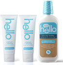 Hello Oral Care Antiplaque + whitening fluoride free toothpaste, 4.7 ounces (2 count) + naturally healthy antigingivitis mouthwash, 16 ounces hello