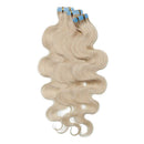 Wavy Tape in Hair Extensions Human Hair 100g 40pcs Body Wave 24 inch Whitish Blonde Long Soft Remy Hair Skin Weft Seamless Invisible Double Side Tape