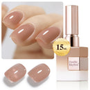 Double Rhythm Translucent Gel Polish Sheer Neutral Natural Light Milky Same Color Same Bottle 15ML Jelly UV Polish Nail Art DIY at Home (Jelly Nude Brown-A1492) Infinity Warehouse
