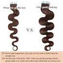 Wavy Tape in Hair Extensions 100% Human Hair Body Wave 18 inch Medium Brown Long Soft Remy Hair Skin Weft Seamless Invisible Double Side Tape 20pcs/50g