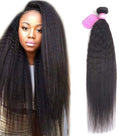 Odir 8A Brazilian Kinky Straight Human Hair Bundles 1 Bundle (18 Inch) Unprocessed Yaki Straight Human Hair Weave Bundles Natural Color Odir