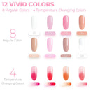 Poly Nail Gel Kit, Ohuhu 12 Colors Nail Gel Kit with 4 Temperature Changing Colors, 8 Regular Color Nail Extension Professional Kit for DIY Girls Girlfriend Mother Lover - Primary Color Ohuhu