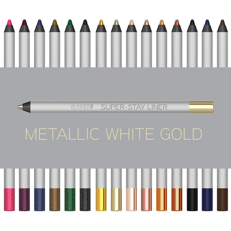 Wunder2 SUPERSTAY Makeup Eyeliner Pencil, Long Lasting Waterproof Eye Liner, 1.2 Gram, Metallic White Gold Wunder2