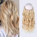 Sassina Halo Hair Extensions Remy Human Hair with Miracle Wire One Piece Fish Line Hair Highlighted Color Ash Blonde Mixed to Bleach Blonde P18-613