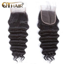 QTHAIR 12A Peruvian Loose Deep Wave Human Hair with Closure(16 18 20+14 Free Part Closure,Natural Black) Peruvian Loose Deep Wave Virgin Hair Weave with 4x4 Swiss Lace Closure with Baby Hair QTHAIR Store