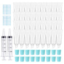 50PCS 10ml Lip Gloss Tubes Clear Empty Lip Balm Containers with Blue Cap Refillable Soft Cosmetic Squeeze Tubes for Lip Gloss Base Glitter Pigment Powder 2 Syringes + Tag Labels Stickers by AMORIX AMORIX