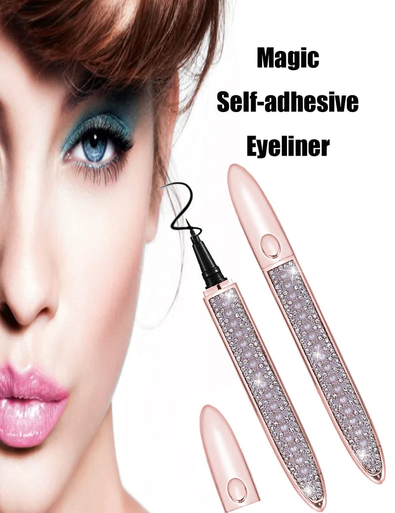 Eyelash Glue Pen Latex-Free Lash Glue Liner Self-Adhesive Eyeliner Pen 2 in 1 Eye Liner Pen lash Glue Pen Strong Hold Waterproof Eyelash Glue for False Lashes (3PCS, Mixed） CMNRO