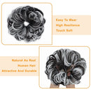 Messy Bun Hair Piece for Women Thick Updo Scrunchies Hair Extension Ponytail Hair Accessories Natural Black Mix Silver Grey OMGREAT